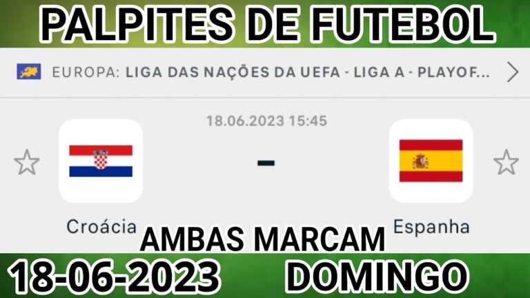 Palpite para o confronto Cro&aacute;cia x Espanha